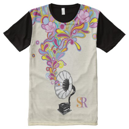 Funky Music Gramophone | Retro All-Over-Print T-Shirt