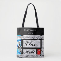 Funky Music Teacher Tote Personalized