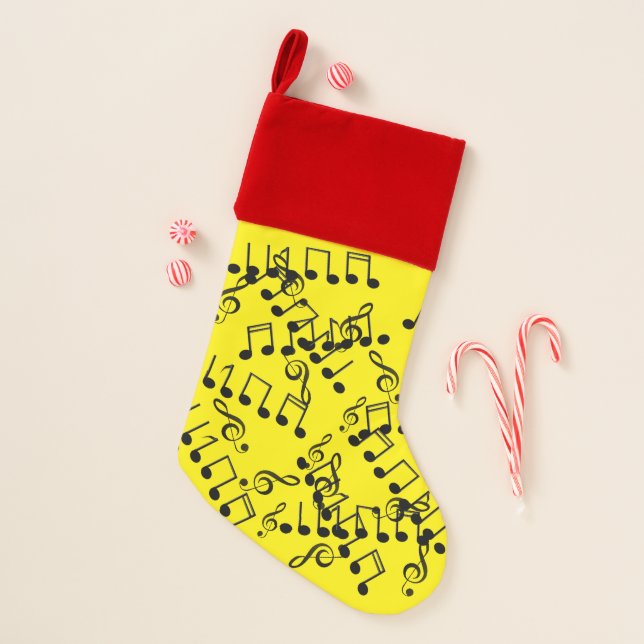 Funky Musical Music Notes Christmas Stocking (Front)