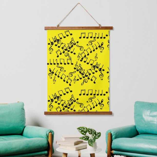 Funky Musical Music Notes Treble Clef Hanging Tapestry (Living Room)