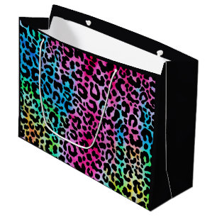 Funky Neon Colorful Leopard Print Large Gift Bag