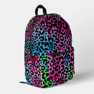 Funky Neon Colorful Leopard Print Printed Backpack
