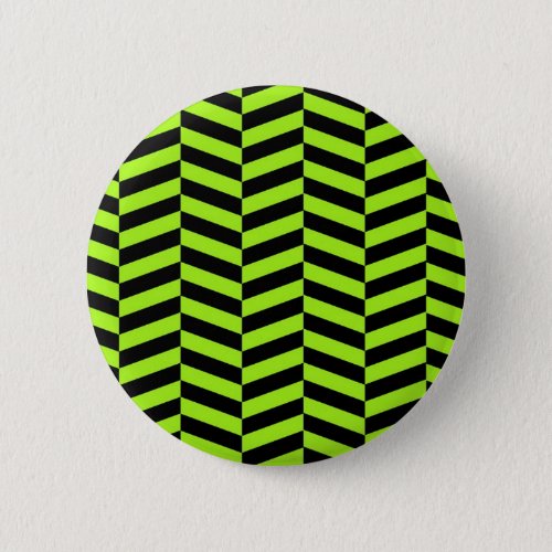 Funky Neon Green and Black Zig Zags Chevron Pinback Button