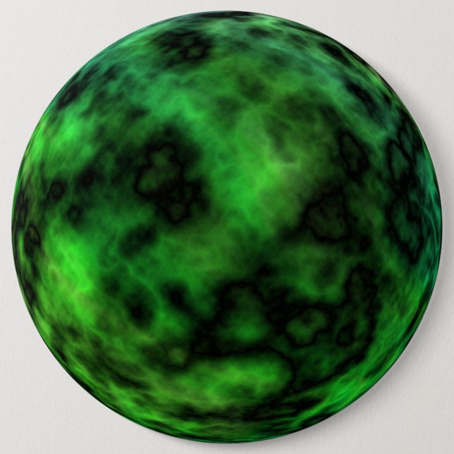 Funky Neon Green Emerald Halloween Abstract Button (Front)