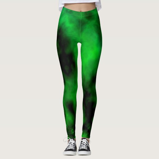 Funky Neon Green Emerald Halloween Abstract Leggings | Zazzle