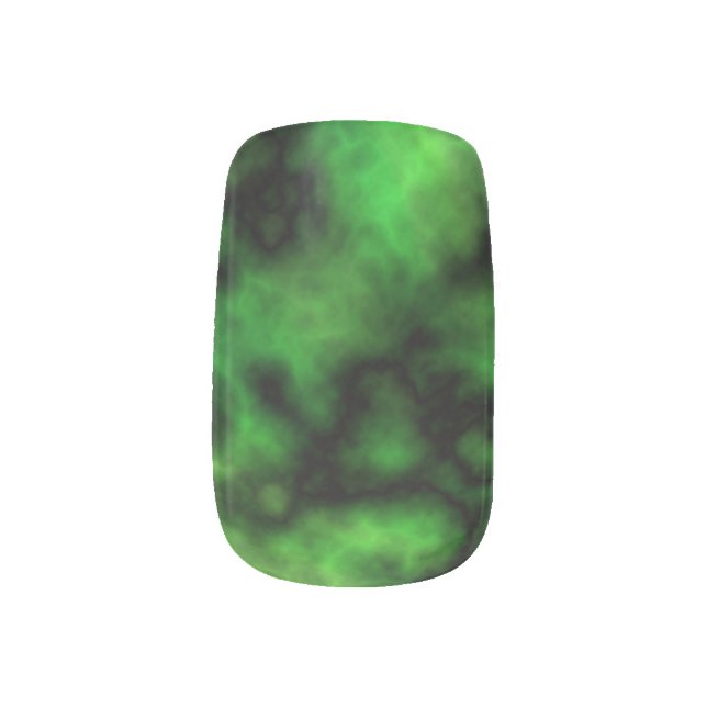 Funky Neon Green Emerald Halloween Abstract Minx Nail Art (Left Thumb)