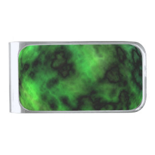 Funky Neon Green Emerald Halloween Abstract Silver Finish Money Clip