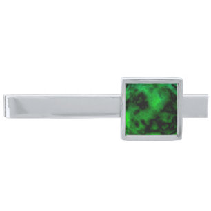 Funky Neon Green Emerald Halloween Abstract Silver Finish Tie Bar