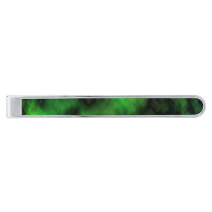Funky Neon Green Emerald Halloween Abstract Silver Finish Tie Clip