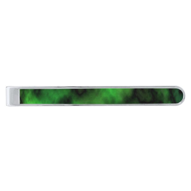 Funky Neon Green Emerald Halloween Abstract Silver Finish Tie Clip (Front)