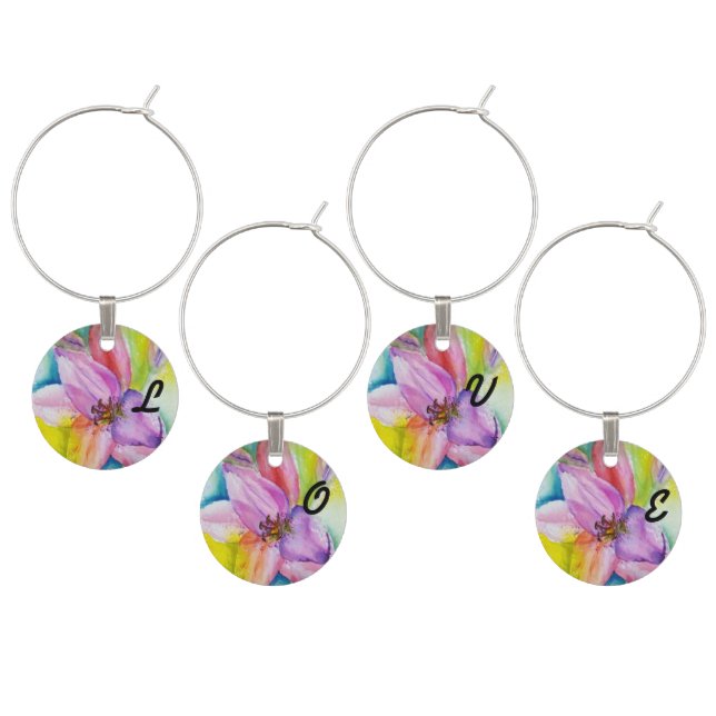 FUNKY NEON LILY WEDDING GIFT WINE CHARM (Staggered)