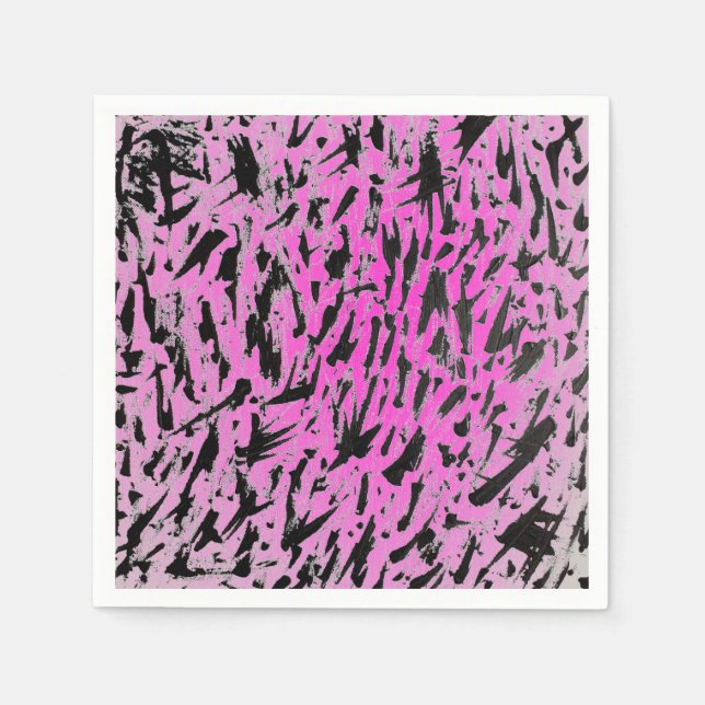 Funky Neon Pink and Black Print Napkins (Front)