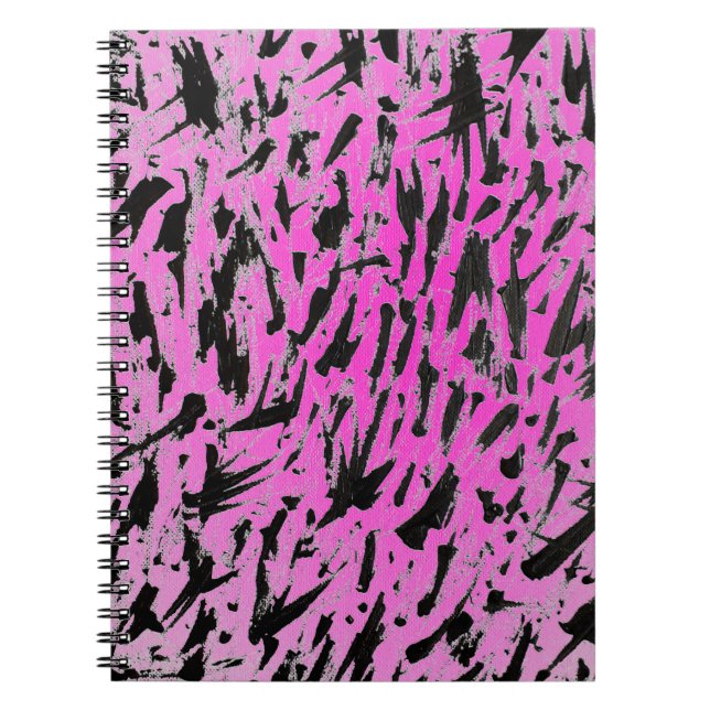 Funky Neon Pink and Black Print Notebook (Front)