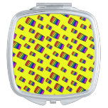 Funky Neon Rainbow Block Pattern Compact Mirror