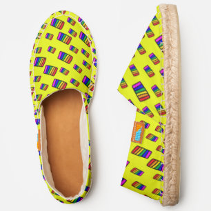Funky Neon Rainbow Block Pattern Espadrilles