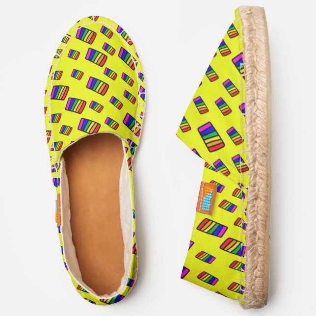 Funky Neon Rainbow Block Pattern Espadrilles (Side)