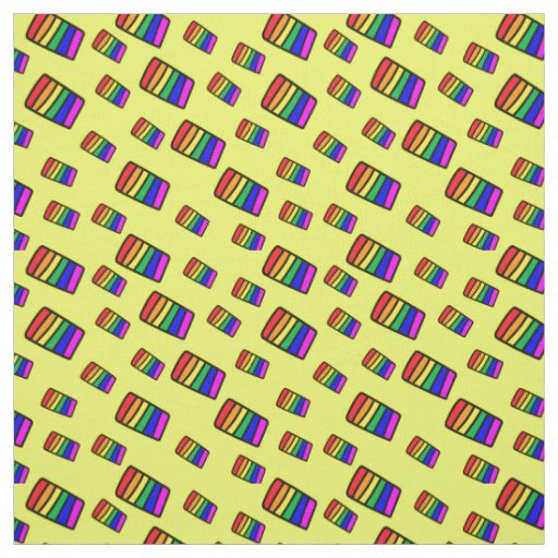 Funky Neon Rainbow Block Pattern Fabric