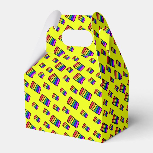 Funky Neon Rainbow Block Pattern Favor Boxes (Front Side)