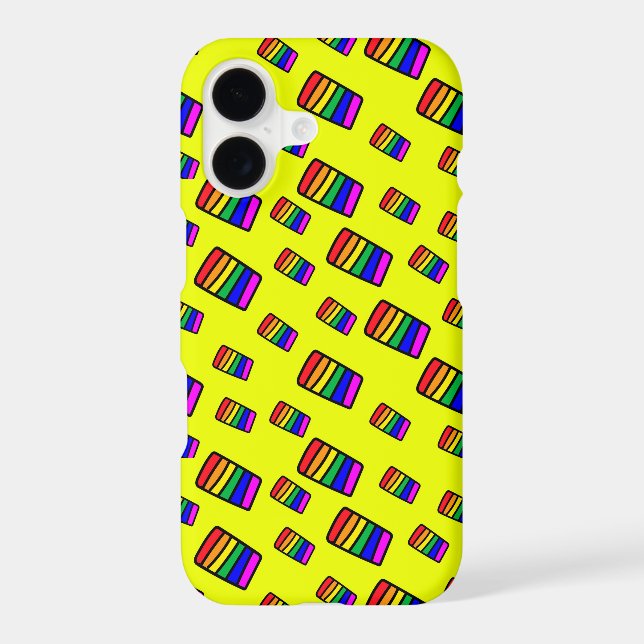 Funky Neon Rainbow Block Pattern Iphone Case (Back)