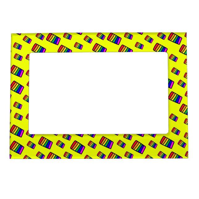 Funky Neon Rainbow Block Pattern Magnetic Frame (Front)