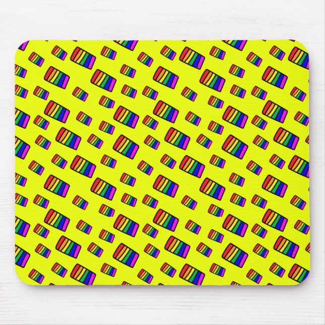 Funky Neon Rainbow Block Pattern Mouse Pad (Front)