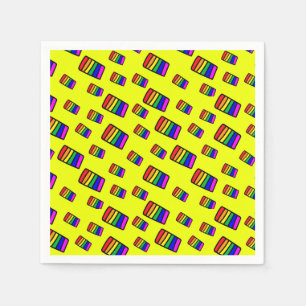 Funky Neon Rainbow Block Pattern Napkins