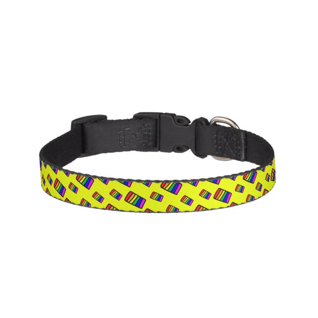 Funky Neon Rainbow Block Pattern Pet Collar (Front)