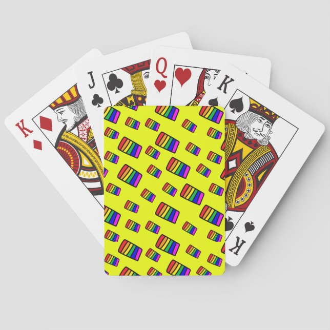 Funky Neon Rainbow Block Pattern Poker Cards (Back)