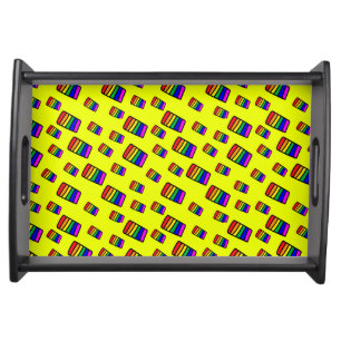 Funky Neon Rainbow Block Pattern Serving Tray