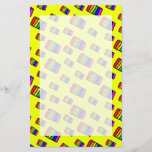 Funky Neon Rainbow Block Pattern Stationery
