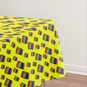 Funky Neon Rainbow Block Pattern Tablecloth