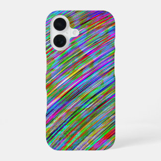 Funky Neon Rainbow Curved Lines iPhone 16 Case