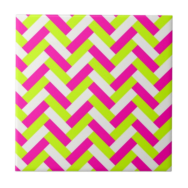Funky Neon Weaved Zigzag Chevron Andes Tile (Front)