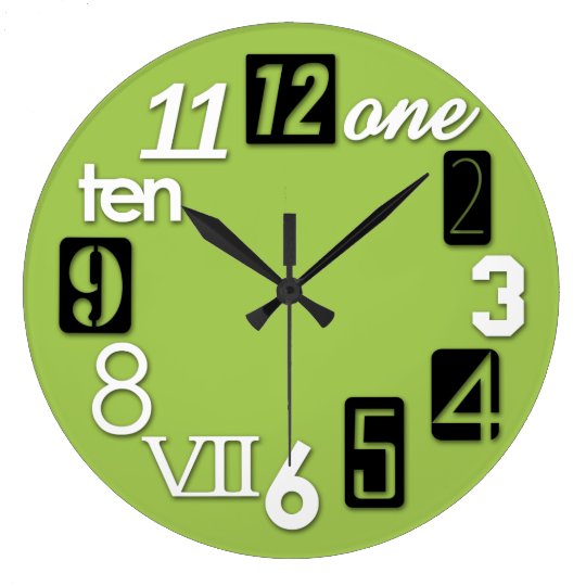 Funky Numbra Round Lime Green Wall Clocks