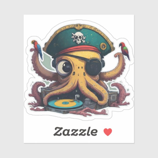 Funky Octopus DJ Sticker (Sheet)