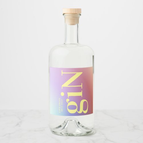 Funky Ombre Big Monogram Modern Bold Simple Gin Liquor Bottle Label