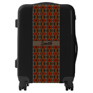 Funky Orange and Gold Tribal Print Luggage
