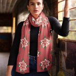 Funky Orange and White Poinsettia Chiffon Scarf<br><div class="desc">A collection of beautiful scarves with Funky Poinsettias in various colors with a  matching background.  Very elegant as a gift or for yourself.</div>