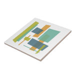 Funky Orange Blue Green Rectangles Mid-century Ceramic Tile<br><div class="desc">This fabulous mid century modern ceramic tile features funky rectangles in shades of turquoise,  blue,  orange,  and avocado green. What a fabulous addition to your tiling project!</div>