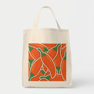 Funky orange chilli peppers tote bag