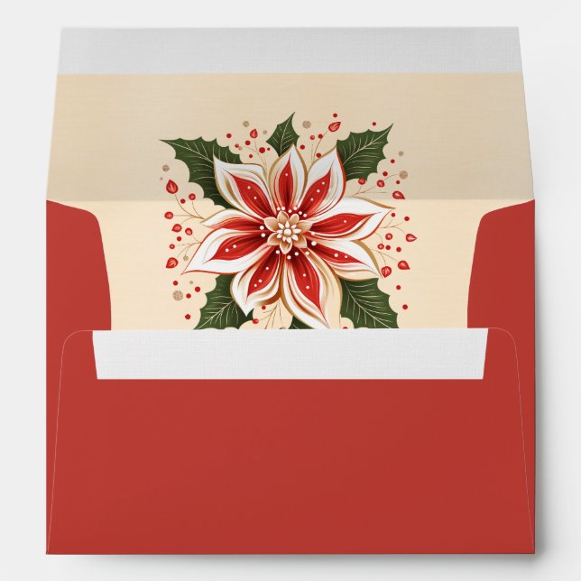 Funky Orange Green and White Poinsettia  Envelope (Back (Bottom))