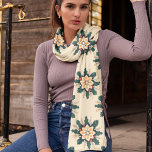 Funky Orange Ivory Green Poinsettia Chiffon Scarf<br><div class="desc">A collection of beautiful scarves with Funky Poinsettias in various colors with a matching background.  Very elegant as a gift or for yourself.</div>