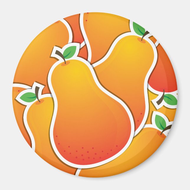Funky orange pear magnet (Front)