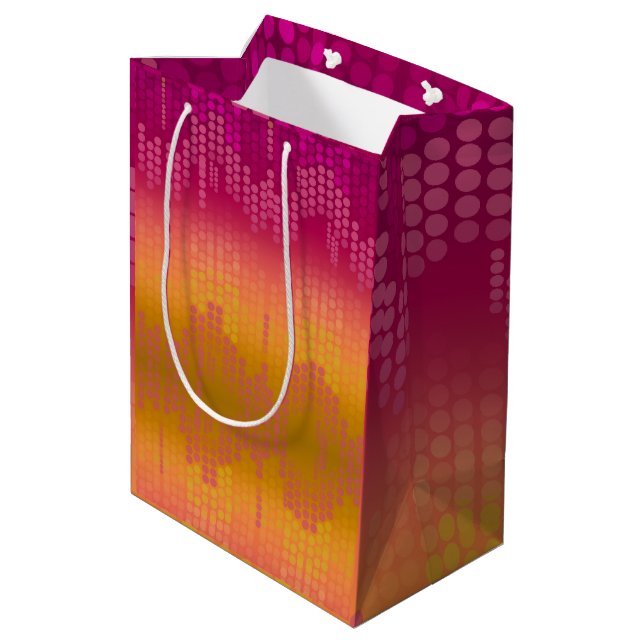 Funky Orange Pink Dots Ombre Medium Gift Bag (Back Angled)