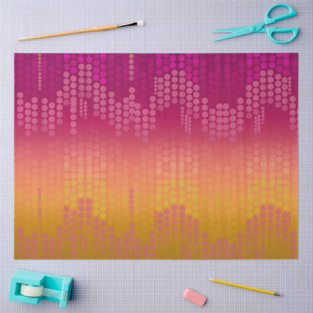 Funky Orange Pink Dots Ombre Tissue Paper (Craft)