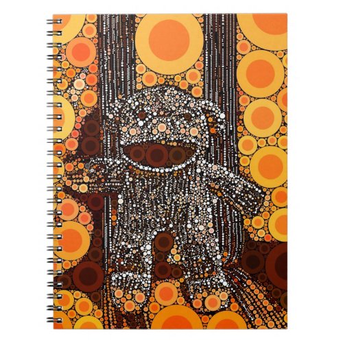 Funky Orange Sock Monkey Circles Bubbles Pop Art Notebook