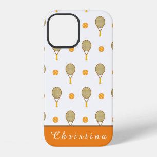 Funky Orange Tennis Fun Kids Personalized Player iPhone 12 Case