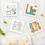 Funky Orange Turquoise Geometric Mid Century Coaster Set<br><div class="desc">These mid century modern acrylic coasters will make it feel like you have original art on your coffee table! Add a pop of color to your room with these fabulous retro inspired coasters.</div>