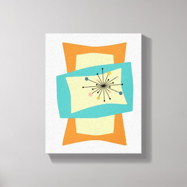 Funky Orange Turquoise Mid Century Rectangles Canvas Print (Front)