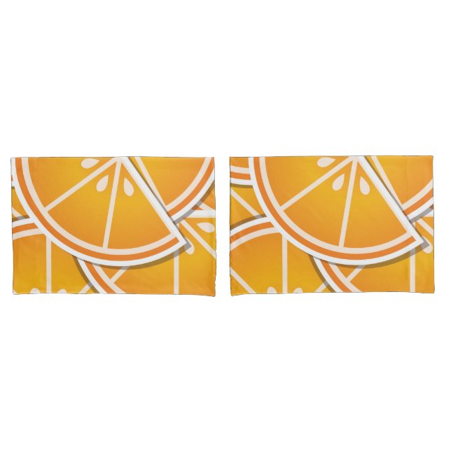 Funky orange wedges pillowcase (Front-Set)